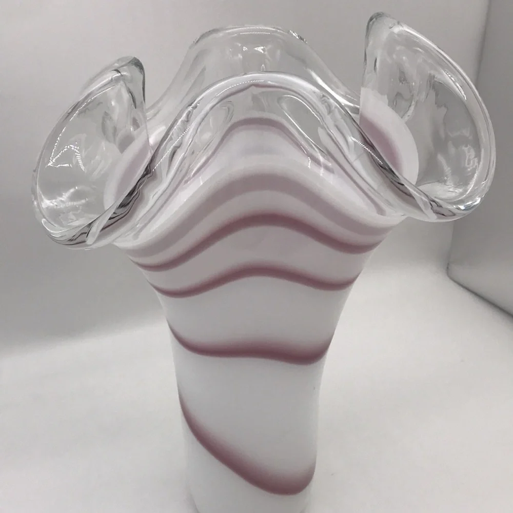 Hand Blown Murano Wave Glass Swirl looking Vase Perfect Condition Very Heavy - Picture 5 of 7